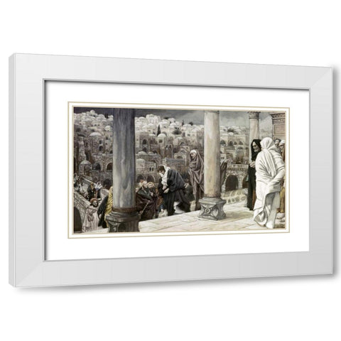 Gentiles Ask To See Jesus White Modern Wood Framed Art Print with Double Matting by Tissot, James Jacques