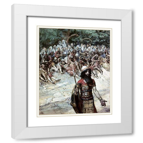 Gideon Asks For Bread From The Men of Succoth White Modern Wood Framed Art Print with Double Matting by Tissot, James