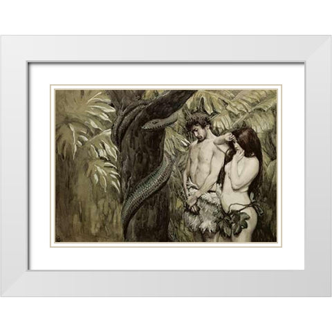 Gods Curse White Modern Wood Framed Art Print with Double Matting by Tissot, James