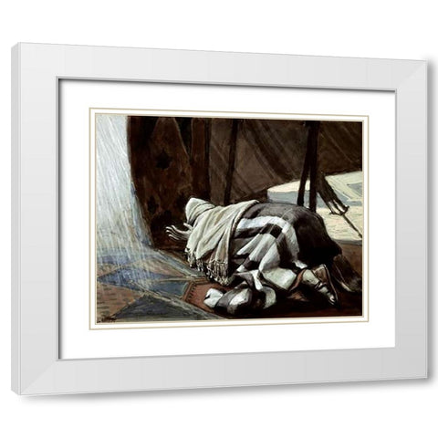Gods Promise To Abraham White Modern Wood Framed Art Print with Double Matting by Tissot, James