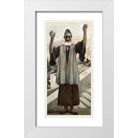 Habakkuk White Modern Wood Framed Art Print with Double Matting by Tissot, James