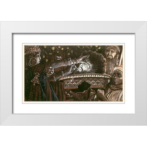 Head of John The Baptist On a Charger White Modern Wood Framed Art Print with Double Matting by Tissot, James