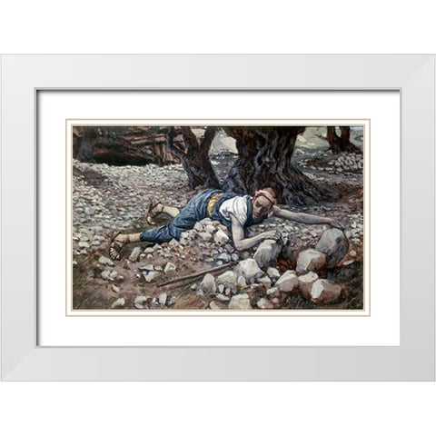 Hidden Treasure White Modern Wood Framed Art Print with Double Matting by Tissot, James