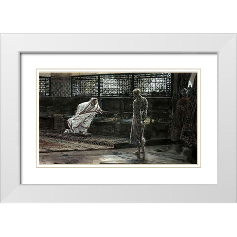 Jesus Before Pilate For The First Time White Modern Wood Framed Art Print with Double Matting by Tissot, James