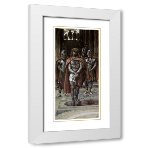 Jesus Leaves The Judgement Hall White Modern Wood Framed Art Print with Double Matting by Tissot, James Jacques