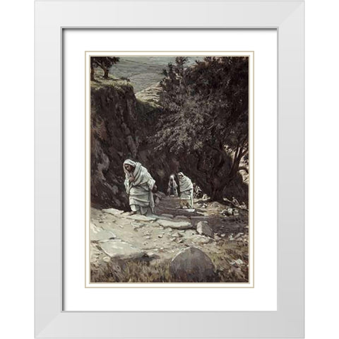 Jesus On His Way To Ephraim White Modern Wood Framed Art Print with Double Matting by Tissot, James