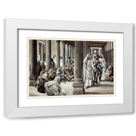 Jesus Walking On Solomons Porch White Modern Wood Framed Art Print with Double Matting by Tissot, James
