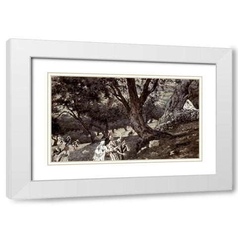 Jesus Went Out To a Desert Place White Modern Wood Framed Art Print with Double Matting by Tissot, James