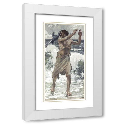 Jonah White Modern Wood Framed Art Print with Double Matting by Tissot, James