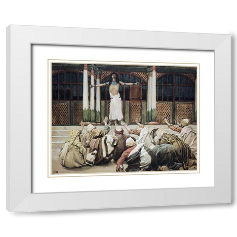 Joseph Maketh Himself Known To His Brethren White Modern Wood Framed Art Print with Double Matting by Tissot, James
