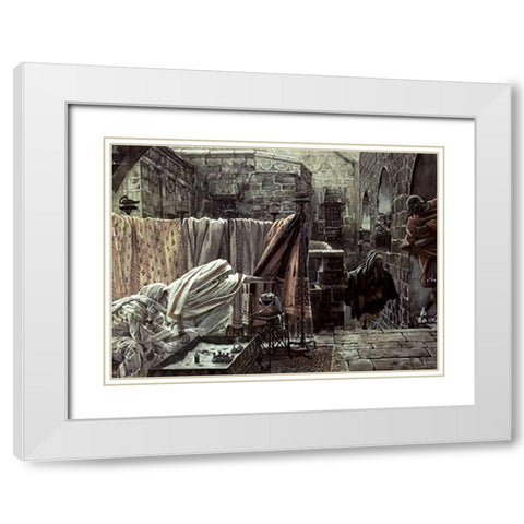 Joseph of Arimathea In Pilates House White Modern Wood Framed Art Print with Double Matting by Tissot, James