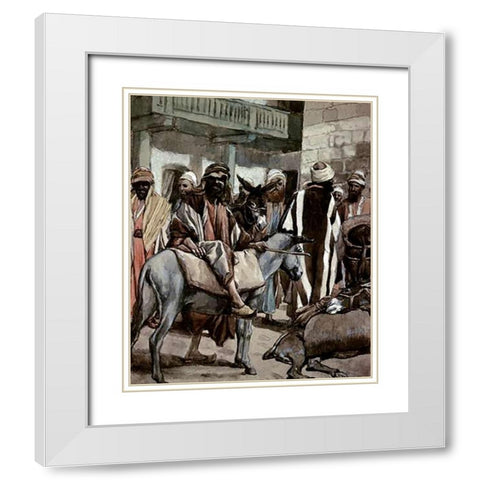 Joseph Sends His Brethren Away With Full Sacks White Modern Wood Framed Art Print with Double Matting by Tissot, James