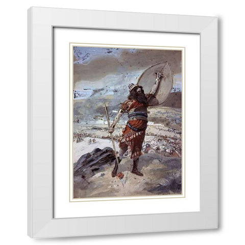 Joshua Gives The Signal For The Attack White Modern Wood Framed Art Print with Double Matting by Tissot, James