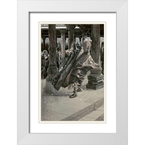 Judas Repents and Returns The Price of Blood White Modern Wood Framed Art Print with Double Matting by Tissot, James