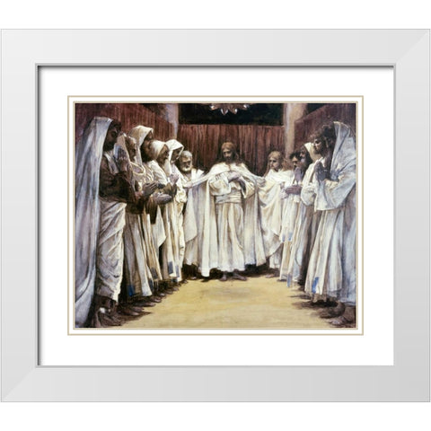 Last Discourse of Our Lord Jesus Christ White Modern Wood Framed Art Print with Double Matting by Tissot, James Jacques