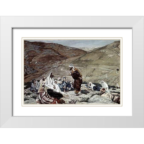 Lawyer Standing Up and Tempting Jesus White Modern Wood Framed Art Print with Double Matting by Tissot, James