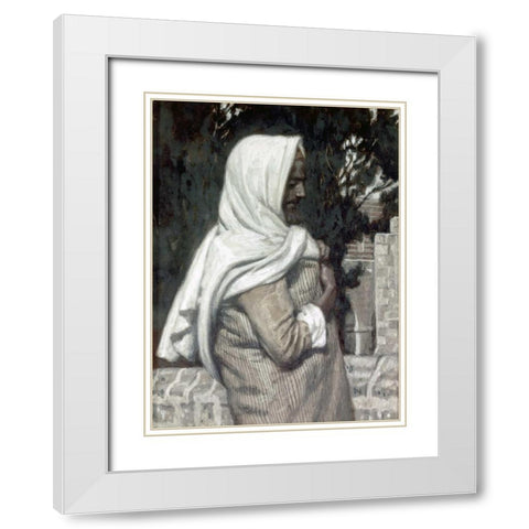 Lazarus White Modern Wood Framed Art Print with Double Matting by Tissot, James Jacques