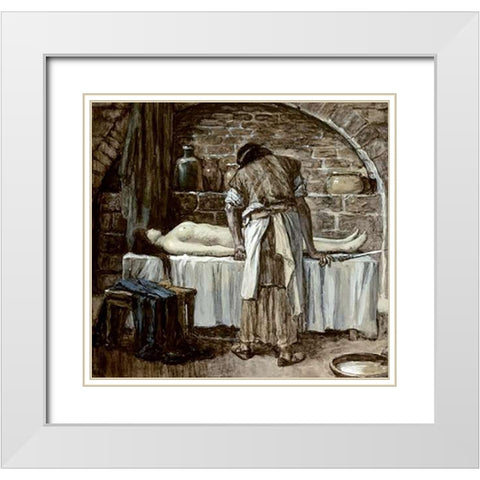 Levite Before The Corpse of His Wife White Modern Wood Framed Art Print with Double Matting by Tissot, James