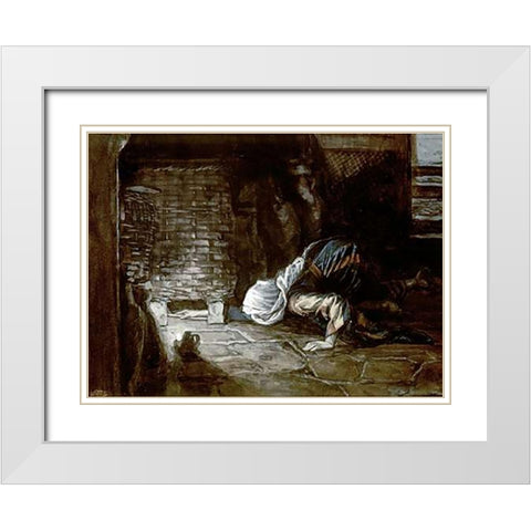 Lost Piece of Silver White Modern Wood Framed Art Print with Double Matting by Tissot, James