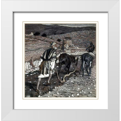 Man at The Plough White Modern Wood Framed Art Print with Double Matting by Tissot, James