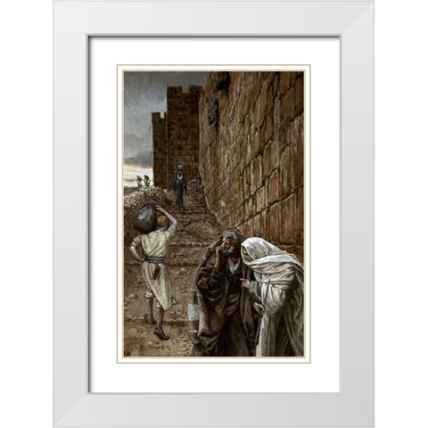 Man Bearing a Pitcher White Modern Wood Framed Art Print with Double Matting by Tissot, James