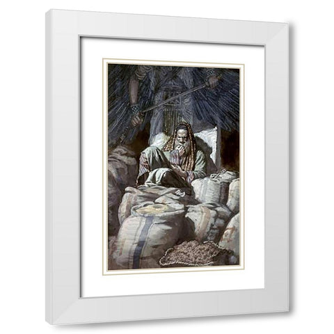 Man Who Laid Up Treasure White Modern Wood Framed Art Print with Double Matting by Tissot, James