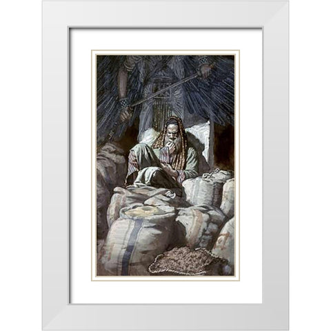 Man Who Laid Up Treasure White Modern Wood Framed Art Print with Double Matting by Tissot, James