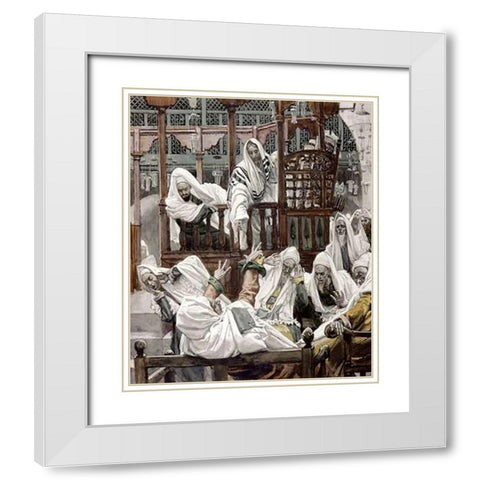 Man With The Unclean Spirit White Modern Wood Framed Art Print with Double Matting by Tissot, James