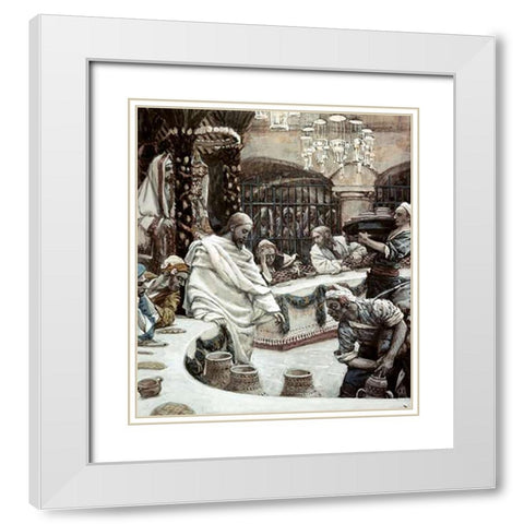 Marriage of Cana of Galilee White Modern Wood Framed Art Print with Double Matting by Tissot, James