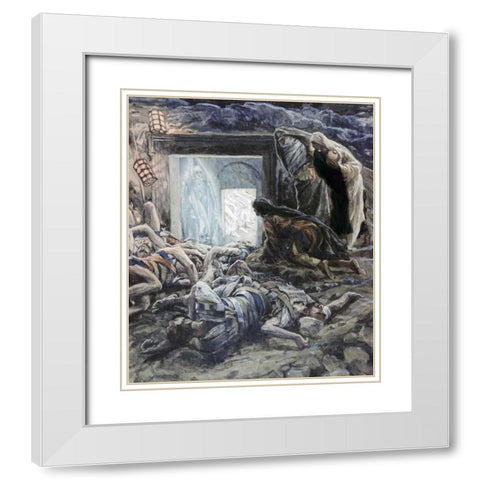 Mary Magdalene and The Holy Women at The Tomb White Modern Wood Framed Art Print with Double Matting by Tissot, James Jacques