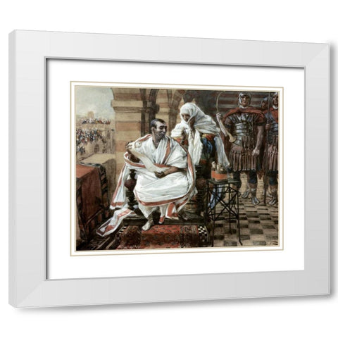 Message From Pilates Wife White Modern Wood Framed Art Print with Double Matting by Tissot, James Jacques