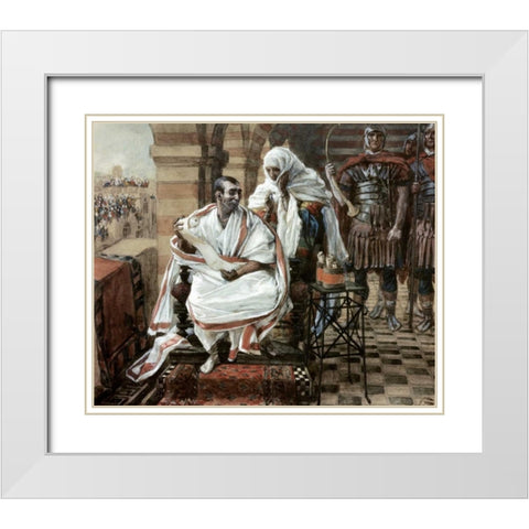 Message From Pilates Wife White Modern Wood Framed Art Print with Double Matting by Tissot, James Jacques