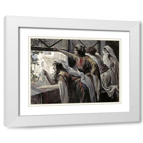 Michal Despises David White Modern Wood Framed Art Print with Double Matting by Tissot, James