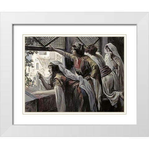 Michal Despises David White Modern Wood Framed Art Print with Double Matting by Tissot, James