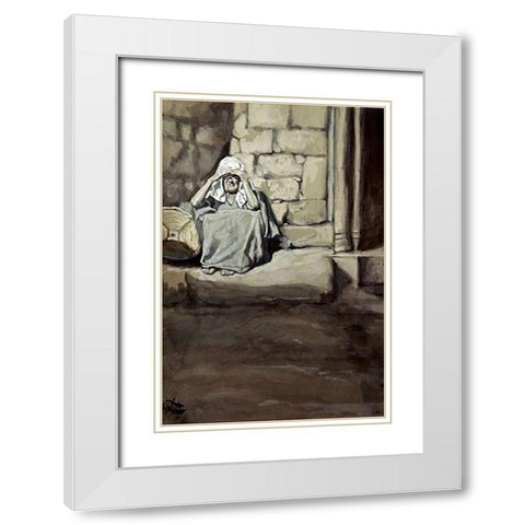 Miriam Shut Out From The Camp White Modern Wood Framed Art Print with Double Matting by Tissot, James