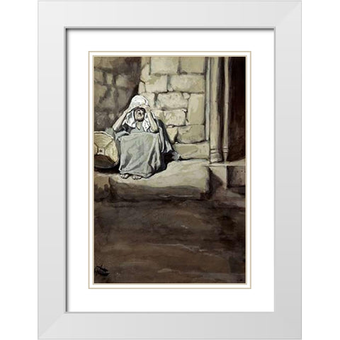 Miriam Shut Out From The Camp White Modern Wood Framed Art Print with Double Matting by Tissot, James