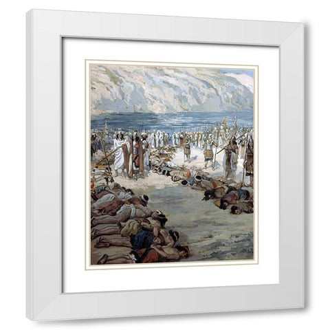 Moabites Taken Prisoners White Modern Wood Framed Art Print with Double Matting by Tissot, James