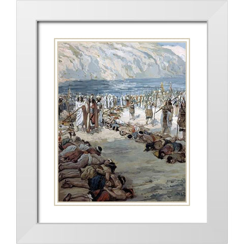 Moabites Taken Prisoners White Modern Wood Framed Art Print with Double Matting by Tissot, James