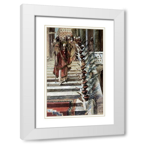 Mordecais Honour White Modern Wood Framed Art Print with Double Matting by Tissot, James