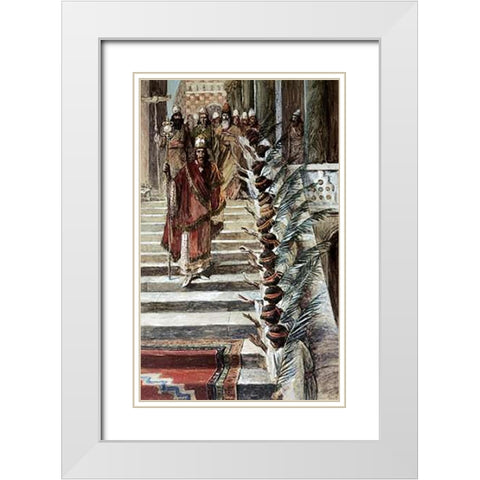 Mordecais Honour White Modern Wood Framed Art Print with Double Matting by Tissot, James