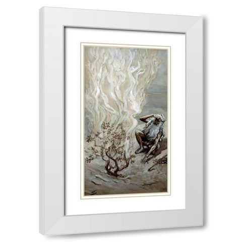 Moses Adores God In The Burning Bush White Modern Wood Framed Art Print with Double Matting by Tissot, James