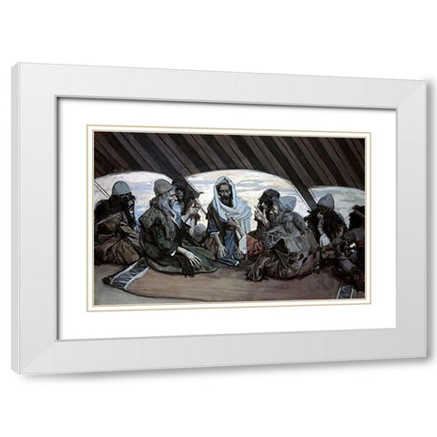 Moses and Jethro White Modern Wood Framed Art Print with Double Matting by Tissot, James