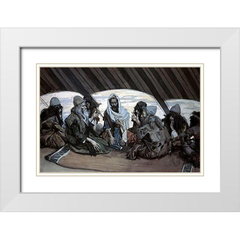 Moses and Jethro White Modern Wood Framed Art Print with Double Matting by Tissot, James