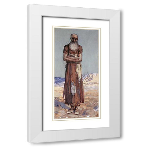 Nahum White Modern Wood Framed Art Print with Double Matting by Tissot, James