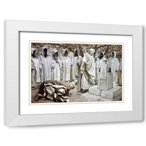 Offerings of Melchizedek White Modern Wood Framed Art Print with Double Matting by Tissot, James