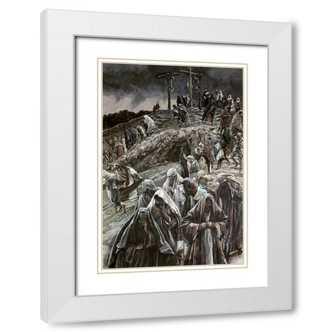 People Smote Their Breasts at What Was Done White Modern Wood Framed Art Print with Double Matting by Tissot, James