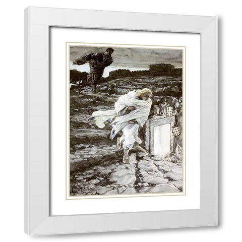 Peter and John Run To The SepulMuseume White Modern Wood Framed Art Print with Double Matting by Tissot, James