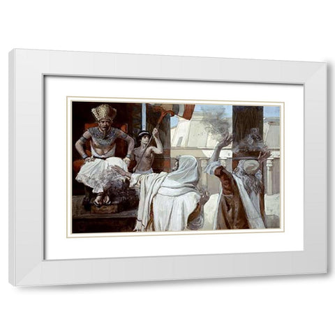 Plague of Boils and Blains White Modern Wood Framed Art Print with Double Matting by Tissot, James