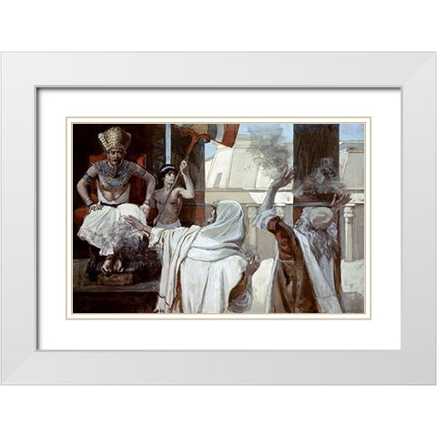 Plague of Boils and Blains White Modern Wood Framed Art Print with Double Matting by Tissot, James