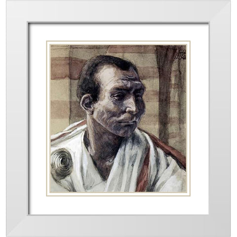 Portrait of Pontius Pilate White Modern Wood Framed Art Print with Double Matting by Tissot, James